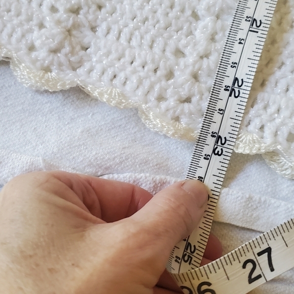 Crocheted White Christening Baby Long Gown with Buttons & Hand Edge Embroidered - Picture 6 of 7